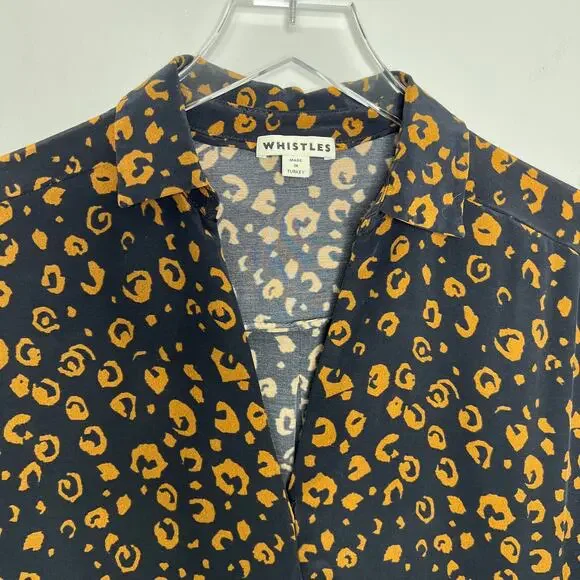 Whistles Lola Cheetah Print Shirt Dress Small Black Brown Animal Print Neutral - Picture 9 of 15